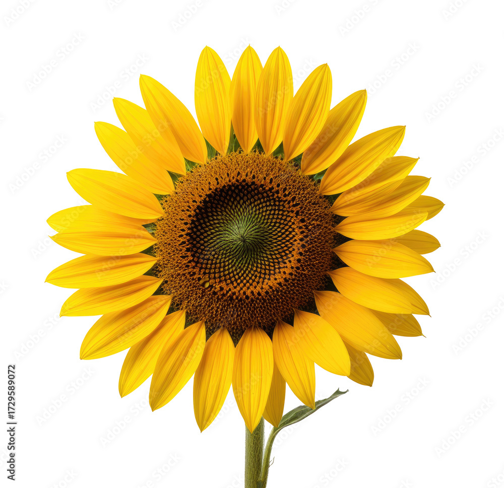 Fototapeta premium Vibrant sunflower bloom, close-up, field background, summer