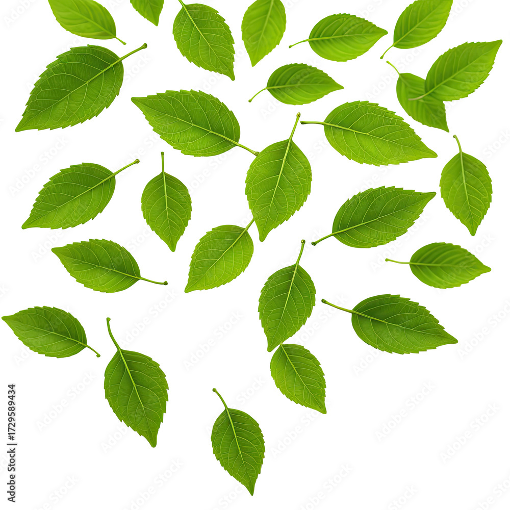 Fototapeta premium Lush green leaves on black, nature's botanical delight, vibrant, fresh