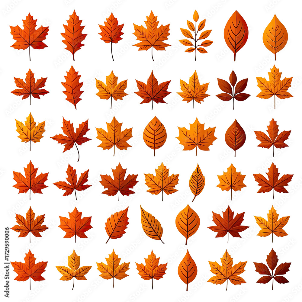 Obraz premium Collection of autumn leaves in vibrant shades of orange and brown