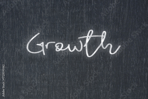 A blackboard with a handwritten chalk message that says growth, a powerful symbol of business success and motivation in educational and production concepts.