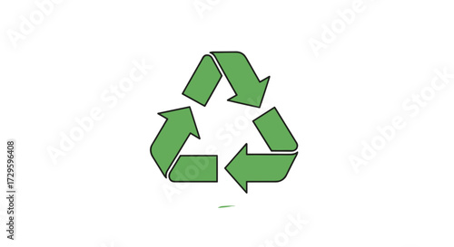 Green recycling symbol with three chasing arrows for sustainability and environmental conservation, a vector illustration for ecology and zero waste concepts.