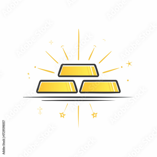 Vector illustration of a shiny gold bars on a white background