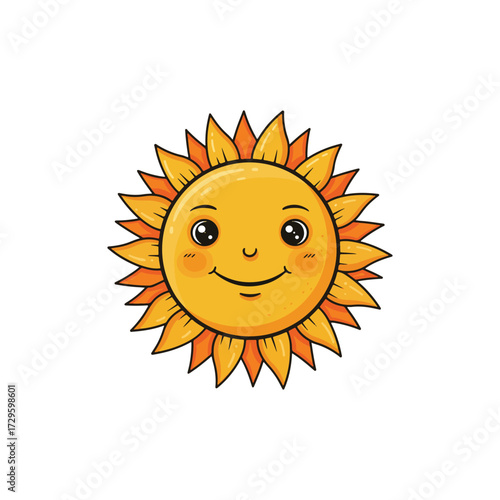 Cute Happy Cartoon Sun Character Illustration