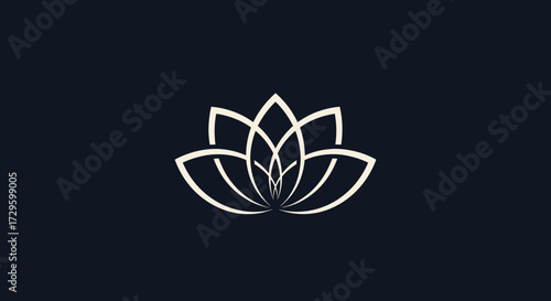 Elegant white line art lotus flower logo design.