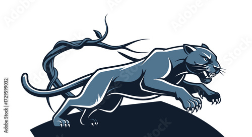 Dynamic illustration of a powerful black panther in motion.
