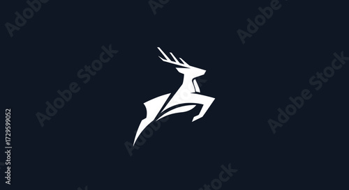 Modern Geometric Deer Logo Design Abstract Animal Silhouette.