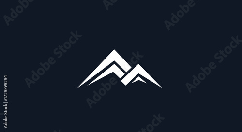 Modern minimalist mountain peak logo design symbol.