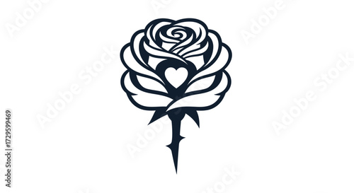 Elegant Rose with Heart Center: A Symbol of Love and Beauty.