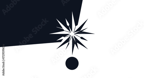 Abstract shattered starburst design with central dot.