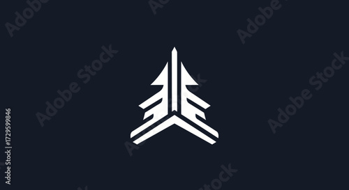 Modern geometric pine tree arrow logo design concept.