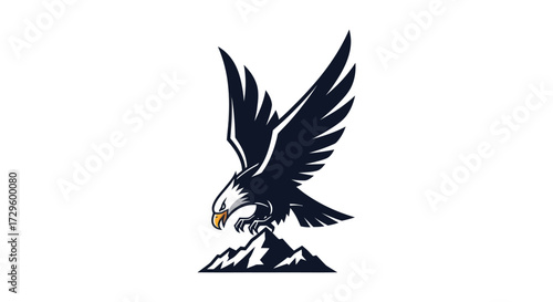 Majestic Eagle Soaring Above Mountain Peak.