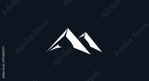 Minimalist White Mountain Peaks Graphic Design.