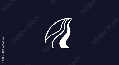 Abstract design of flowing water or stream elegant and minimalist style focused on the main subject unique and creative.