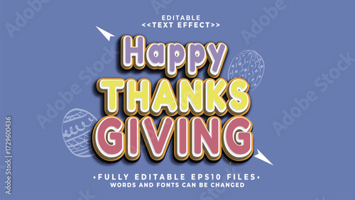 3d happy thankgiving bold text effect
