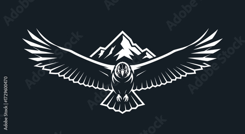 Majestic Eagle Soaring Before Mountain Peak: A Symbol of Freedom and Wilderness.