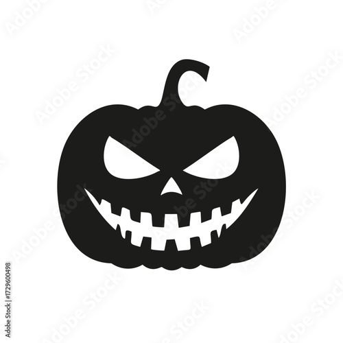 Black Silhouette Halloween Pumpkin Jack O Lantern carved