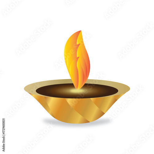 Golden Diya: Traditional Oil Lamp Shining Bright for Festivals like Diwali Celebrations.