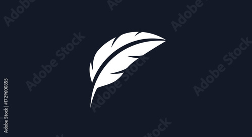 Elegant white feather quill icon isolated on a dark background.