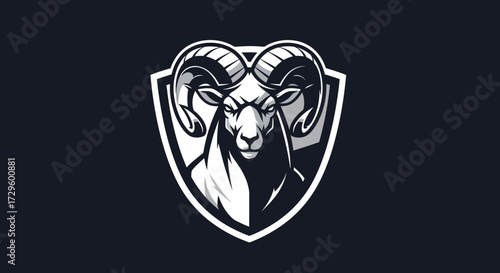 Rams head emblem on shield powerful and focused design.