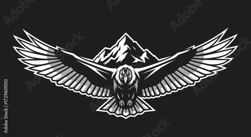 Majestic Eagle Soaring Before Mountain Peak: A Symbol of Freedom and Wilderness.