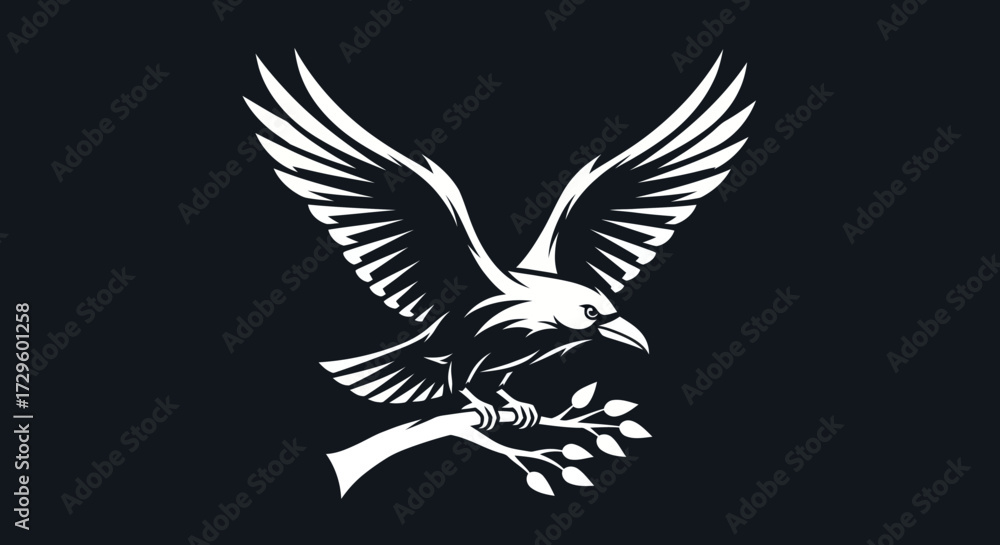 Obraz premium Majestic Eagle Landing on Branch Illustration.