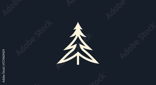 Simple Elegant Pine Tree Silhouette Design.