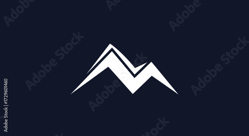 Minimalist Mountain Peak Logo Design on Dark Background.