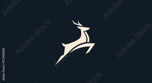 Silhouette of a Leaping Deer Minimalist Design.