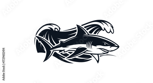Dynamic Shark Illustration Majestic Predator in Ocean Waves.