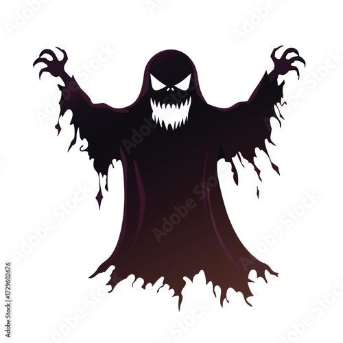 Dark Ghost With Tattered Edges And Spiky Hands halloween