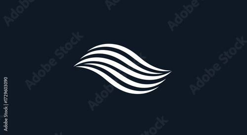 Abstract white wave lines flowing smoothly on a dark background.