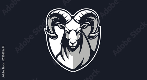 Majestic Ram Head Emblem on Shield.