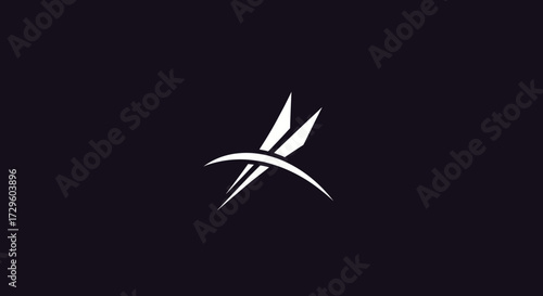 Abstract design with two intersecting lines minimalist logo.
