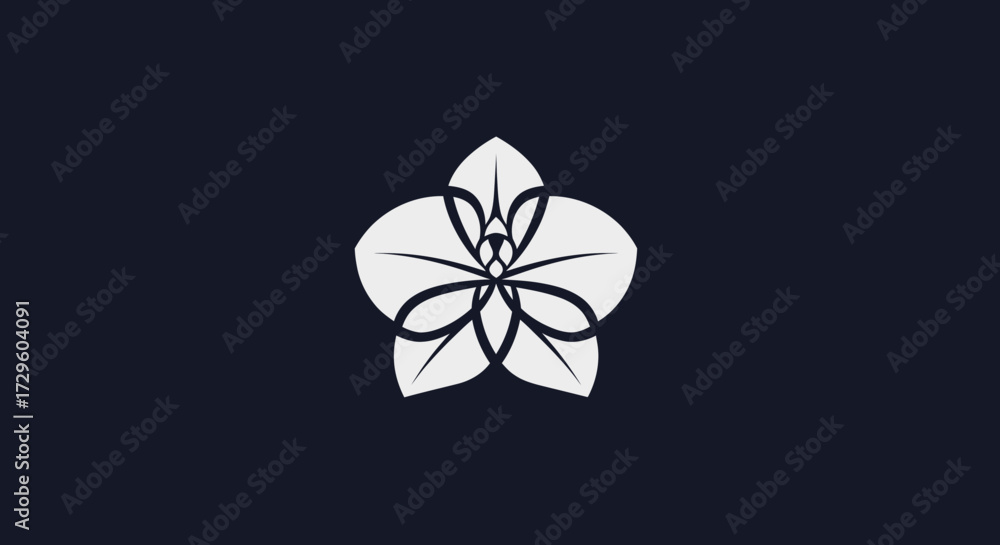 Naklejka premium Elegant Orchid Blossom Design: A Minimalist Floral Illustration.