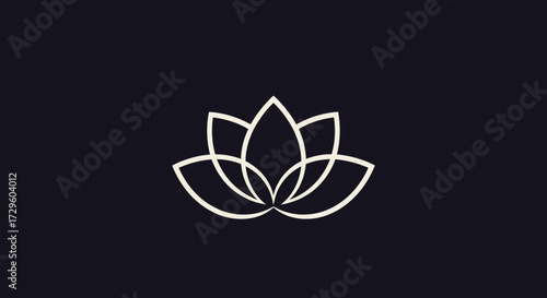 Elegant white line art lotus flower logo design.
