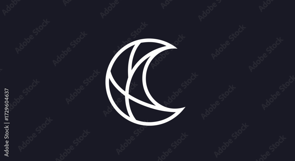Fototapeta premium Abstract crescent moon logo design.