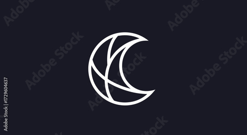 Abstract crescent moon logo design.
