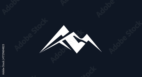Modern Geometric Mountain Range Symbol Abstract Design.