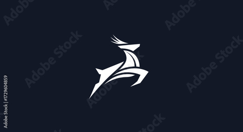 Silhouette of a leaping deer elegant and dynamic design focused on the animals form simple and modern style minimalist aesthetic.