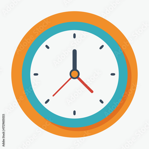 Modern flat style clock illustration for time management concepts, schedule visuals, appointment reminders, and deadline alerts - ideal for presentations