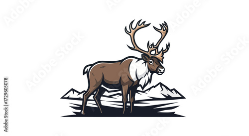 Majestic Reindeer Standing Proudly With Large Antlers.