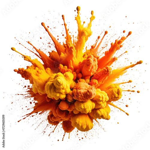 Vivid explosion of orange and yellow color against black background