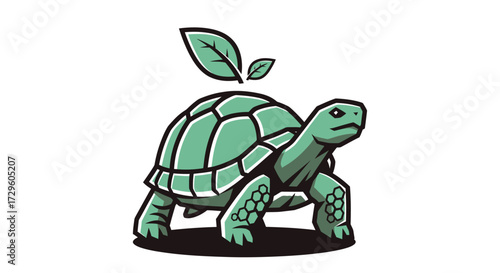 Cartoon Turtle with Leaves: A Symbol of Nature and Growth.