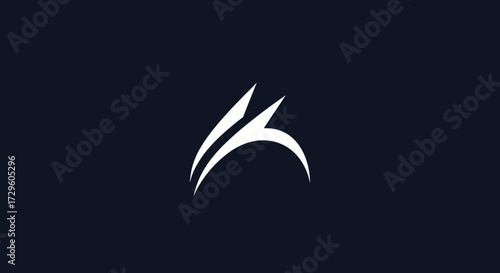 Modern abstract graphic symbol with dynamic flowing lines and sharp accents.