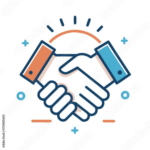 Modern handshake icon symbolizing partnership, business deals, and collaboration, ideal for corporate presentations and marketing materials highlighting agreements
