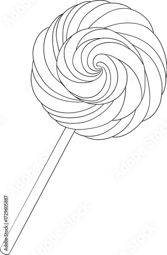Swirled Lollipop Line Drawing for Candy Design Projects