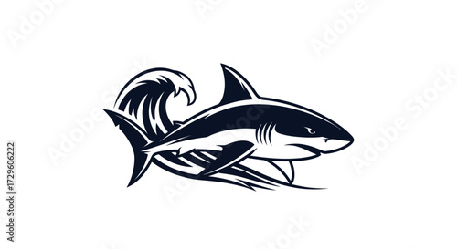 Dynamic Shark Illustration Ocean Predator Marine Life Art.