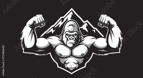 Powerful Gorilla Flexing Muscles.