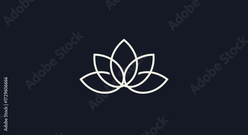 Elegant white lotus flower outline on a dark background symbolizing purity and growth.