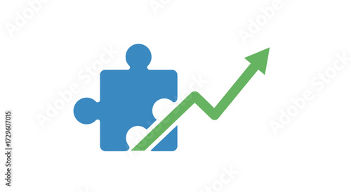 Strategic growth concept with jigsaw puzzle and upward trending arrow for business success